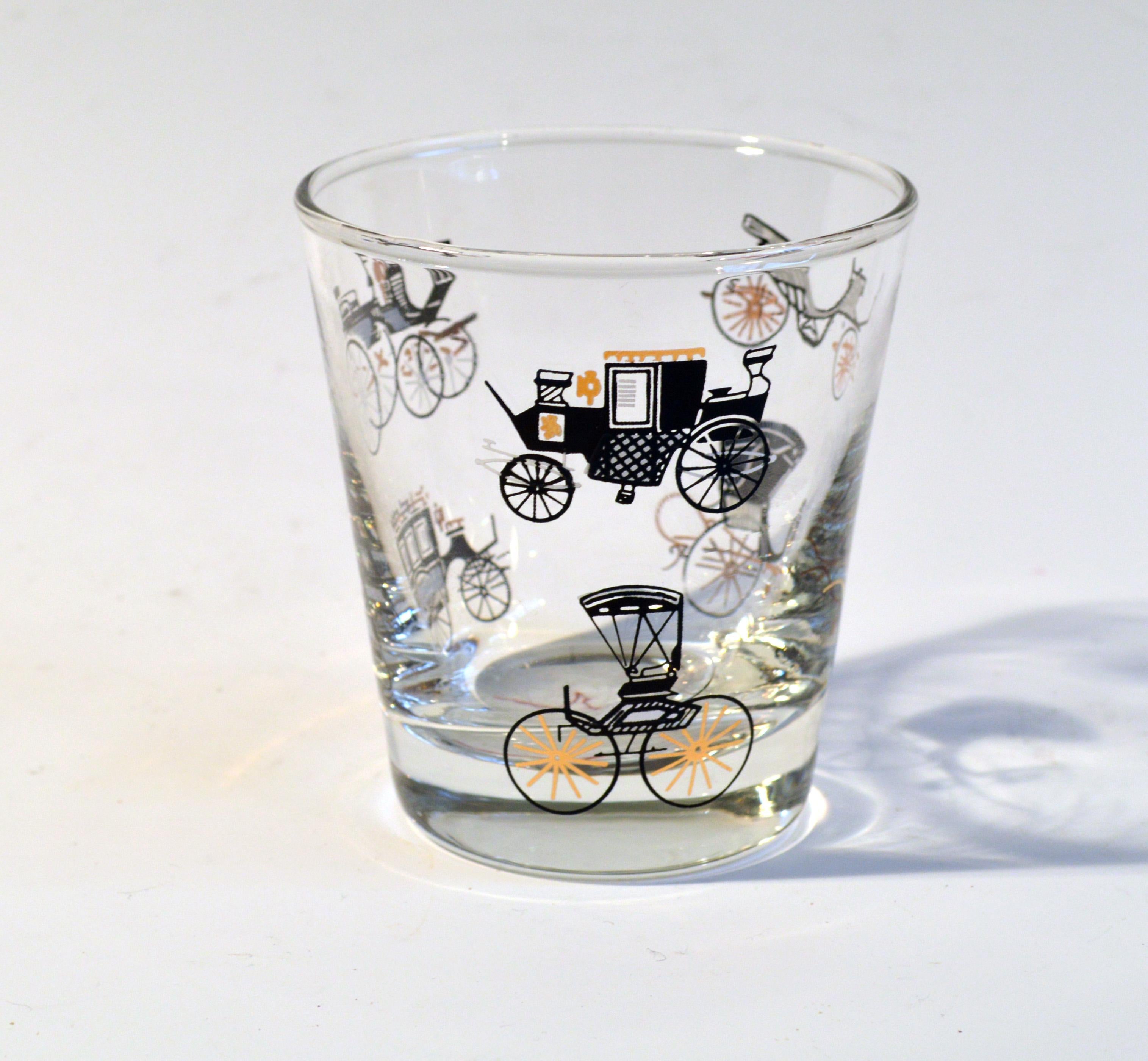 Verres de bar Libbey des années 50, Curio Line conçu par Freda Diamond Bon état - En vente à Downingtown, PA