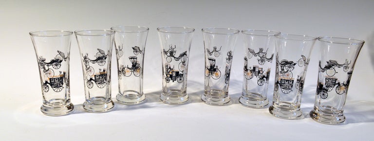 Vintage Libbey Bar Glasses Curio Line Designed By Freda Diamond 1950s For Sale At 1stdibs