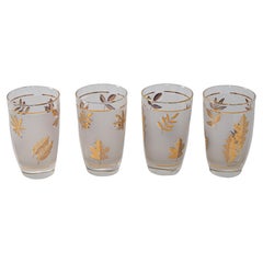Vintage Libbey Frosted & Golden Foliage Cocktail Glasses, Set of 4