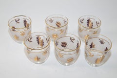 Set de 6 copas de cóctel vintage Libbey esmeriladas y con follaje dorado