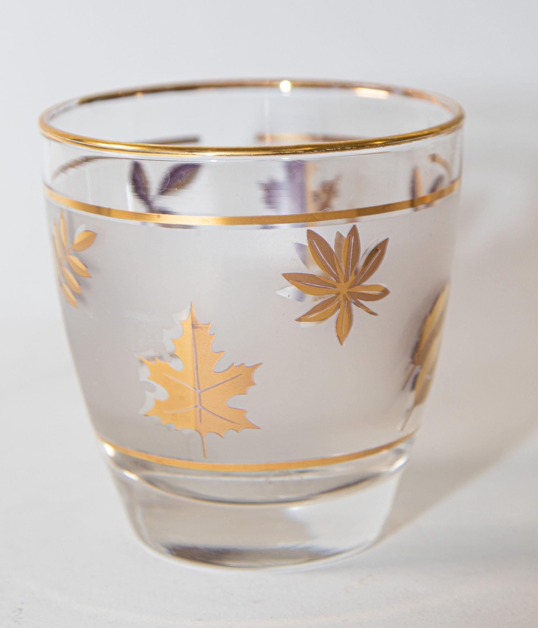 libbey frosted gold leaf glasses
