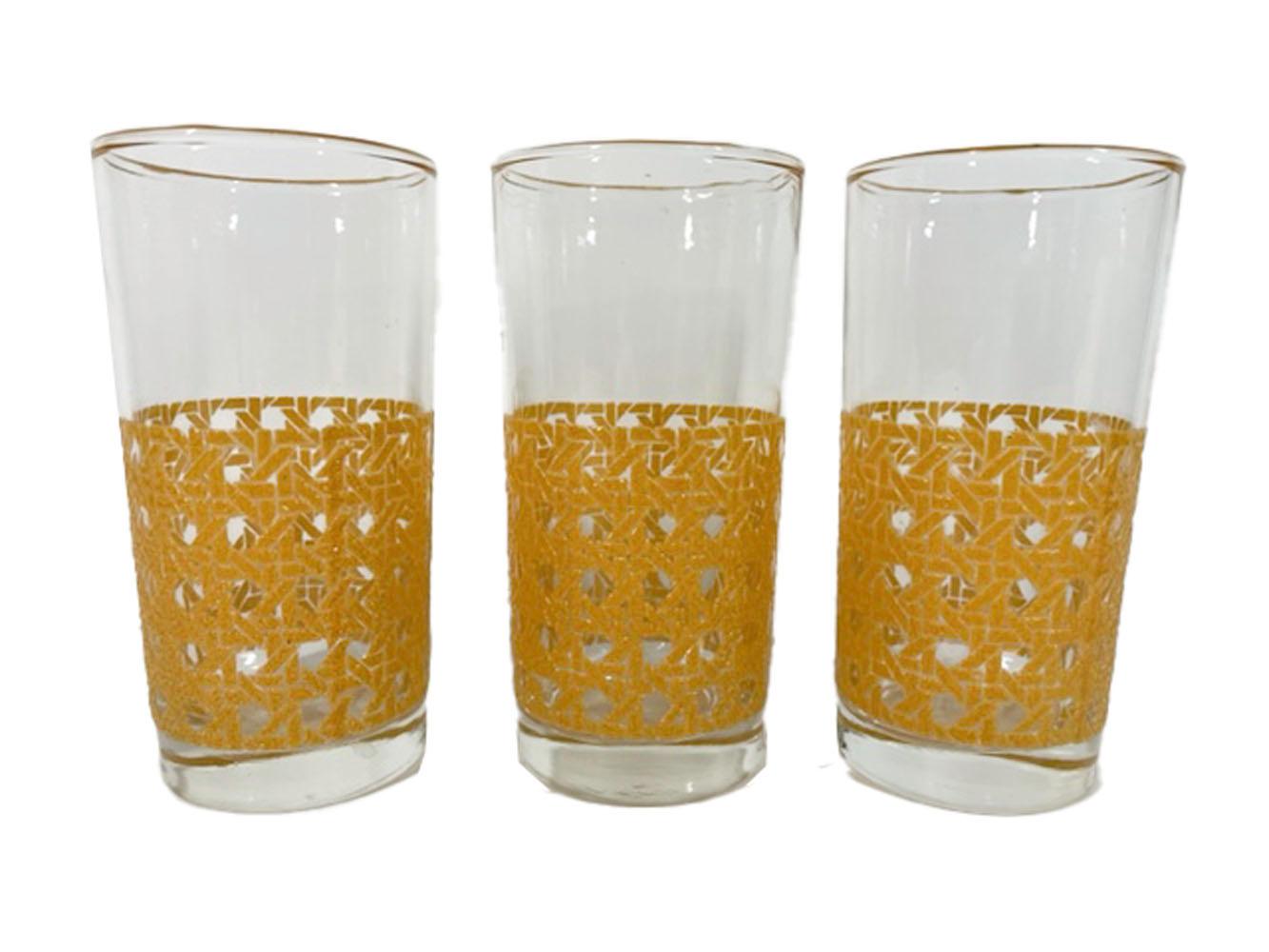 Mid-Century Modern Vintage Libbey Glass Co., Cane Pattern, Highball Glasses For Sale