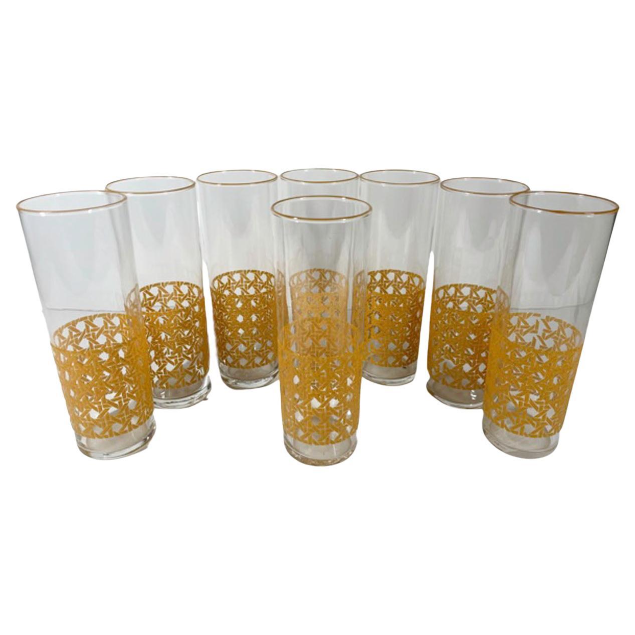 Vintage Libbey Glass Co., Cane Pattern, Tom Collins Glasses For Sale