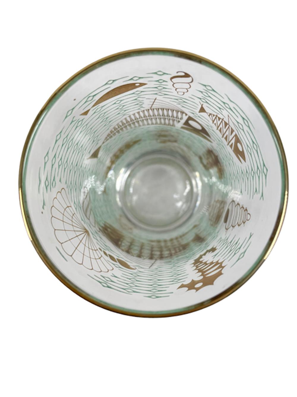 Libbey-Glas „Marine Life“ Trinkgläser aus Libbey-Glas, 22k Gold, Atomic-Fisch, Vintage (amerikanisch) im Angebot