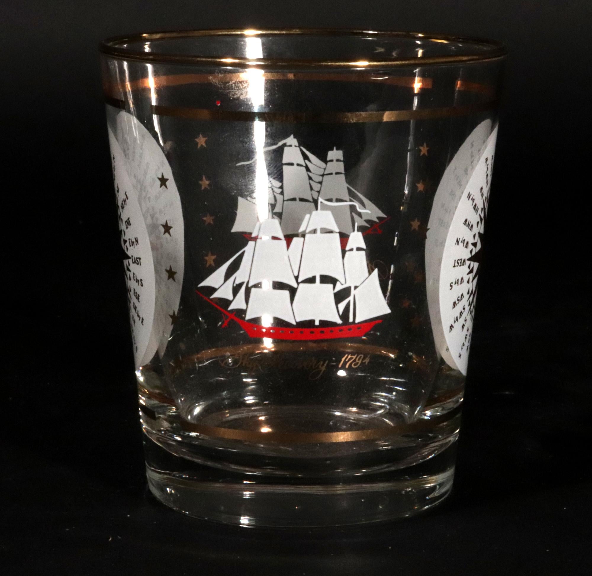 Bicchieri da cocktail Nautical Double Rocks in vetro Libbey vintage - set di sette bicchieri in vendita 5