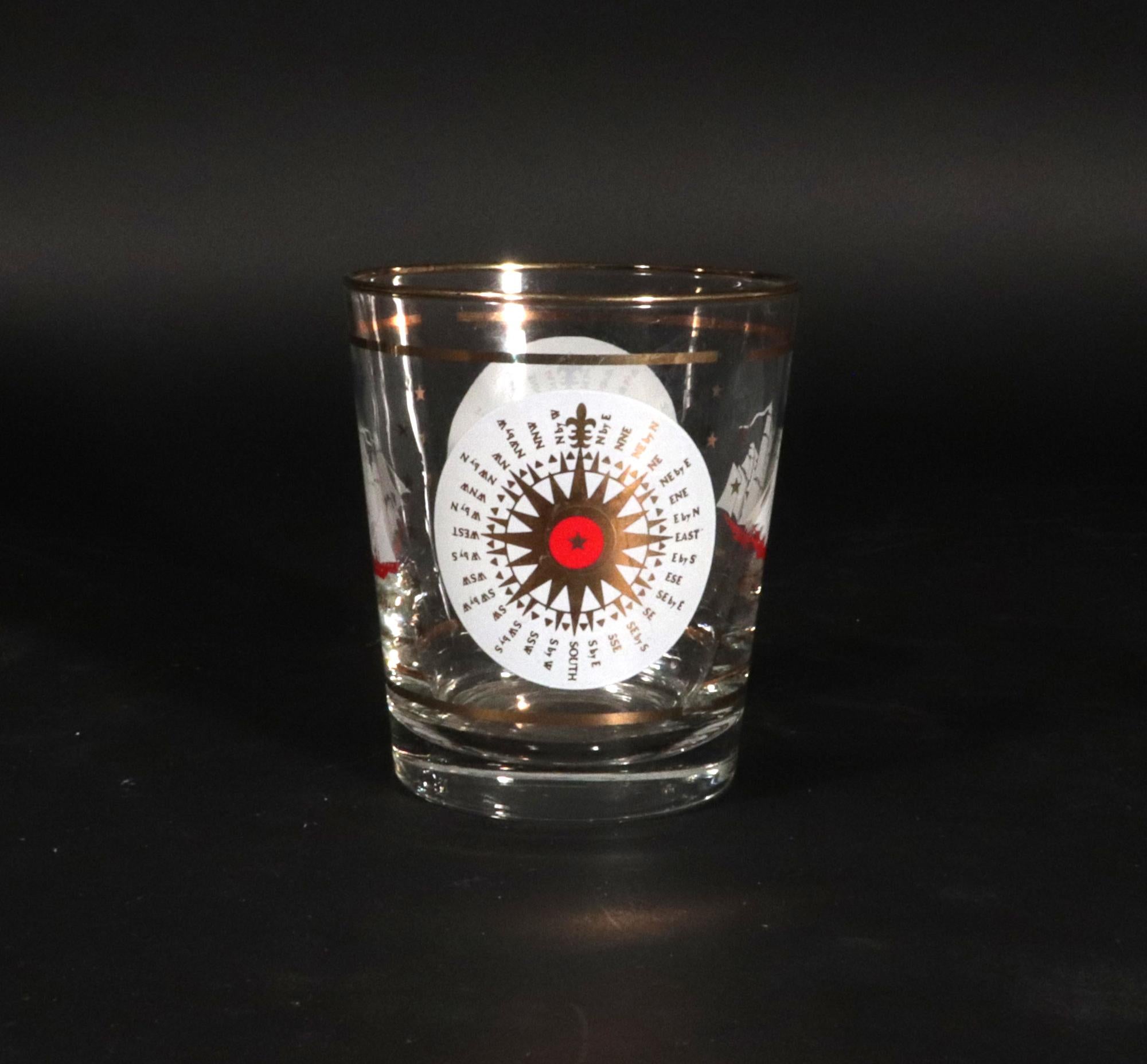 Bicchieri da cocktail Nautical Double Rocks in vetro Libbey vintage - set di sette bicchieri in vendita 1