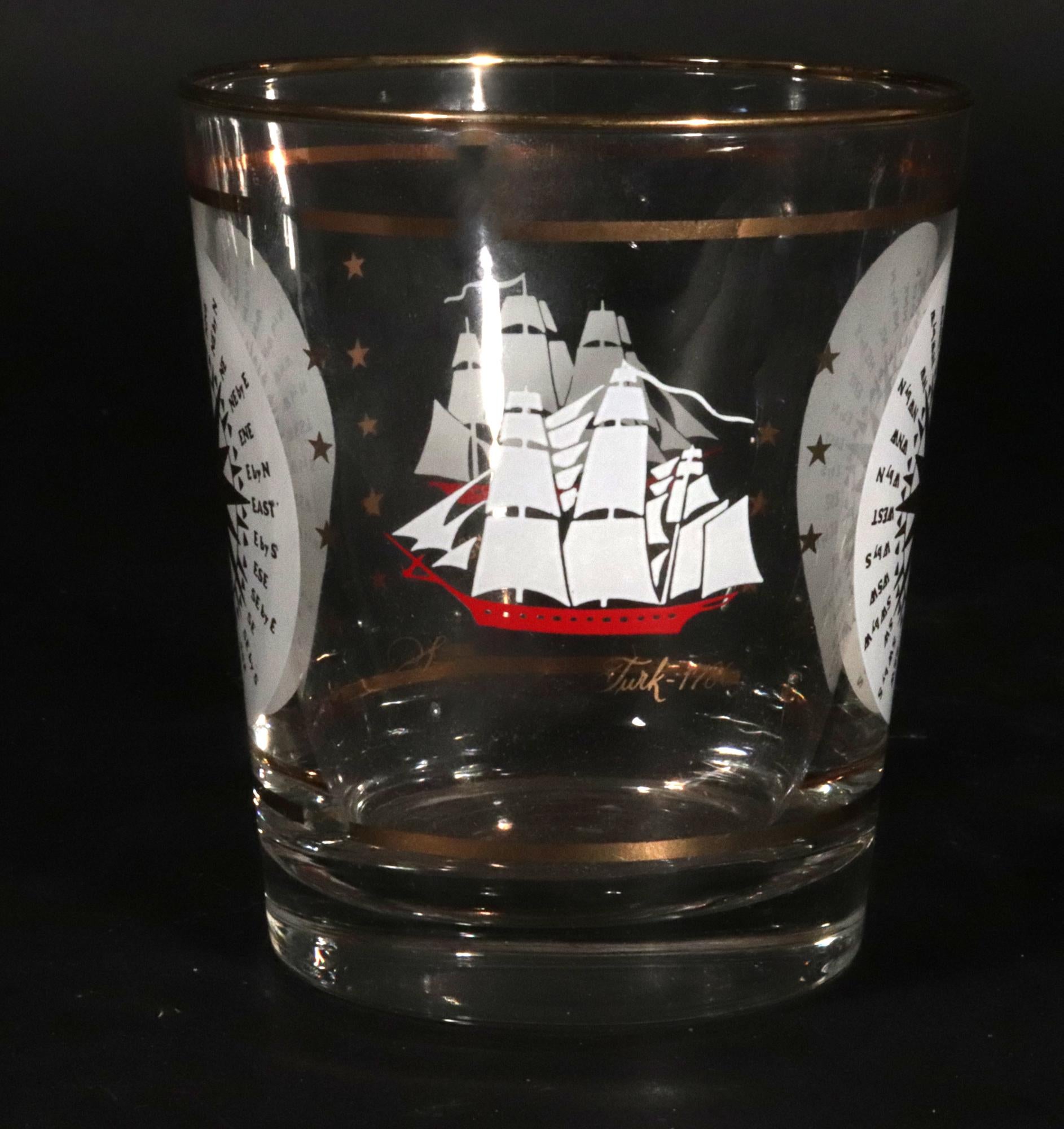 Bicchieri da cocktail Nautical Double Rocks in vetro Libbey vintage - set di sette bicchieri in vendita 3