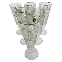 Vintage Libbey Glass Pilsner Glasses in the Marine Life Pattern
