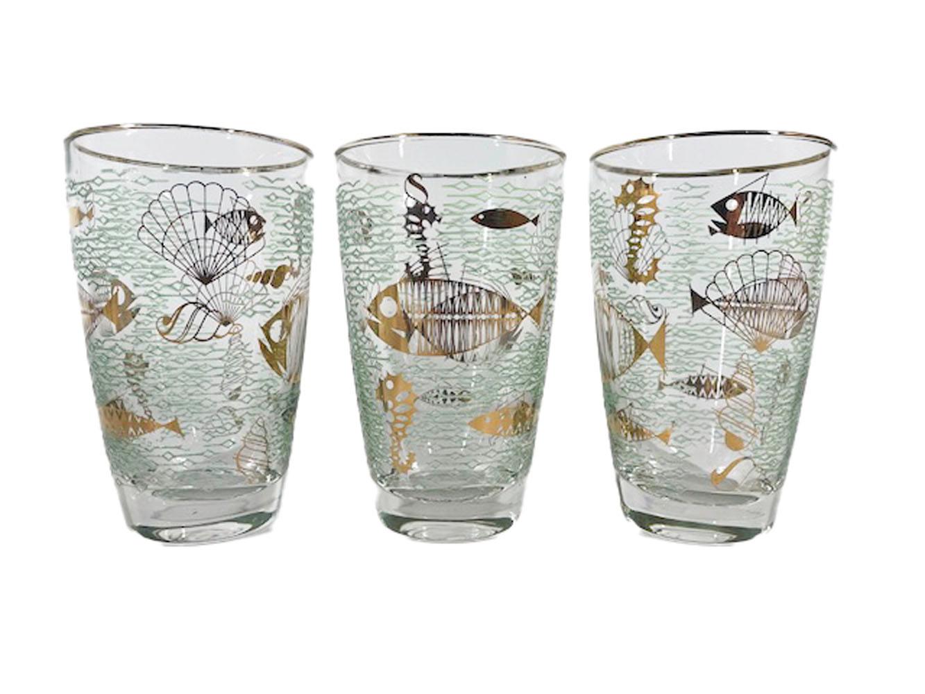 Vintage Libbey Glassware Marine Life Cocktail Glasses in the Atomic Style In Good Condition In Nantucket, MA