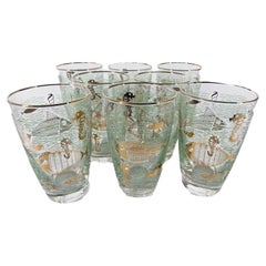 Vintage Libbey Glassware Marine Life Cocktail Glasses in the Atomic Style