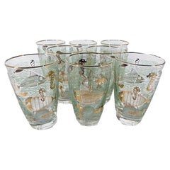 Vintage Libbey Glassware Marine Life Cocktail Glasses in the Atomic Style