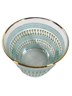 Libbey Vintage-Gläser aus altem Vintage-Glas mit erhabenen Aqua- und grünen Schnörkeln