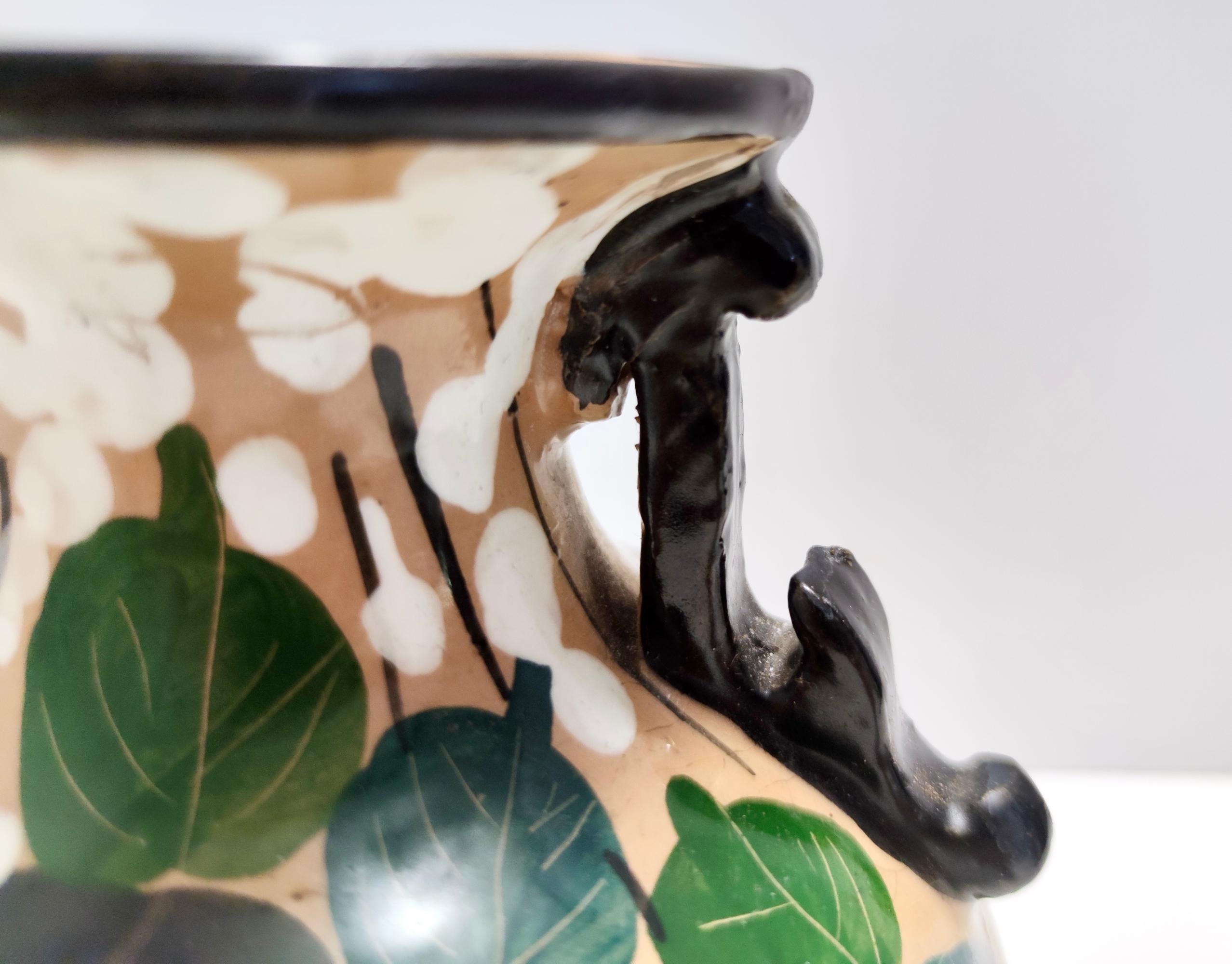 Vaso Liberty d'epoca in terracotta, fatto e dipinto a mano, di Albisola, Italia In condizioni ottime a Bresso, Lombardy