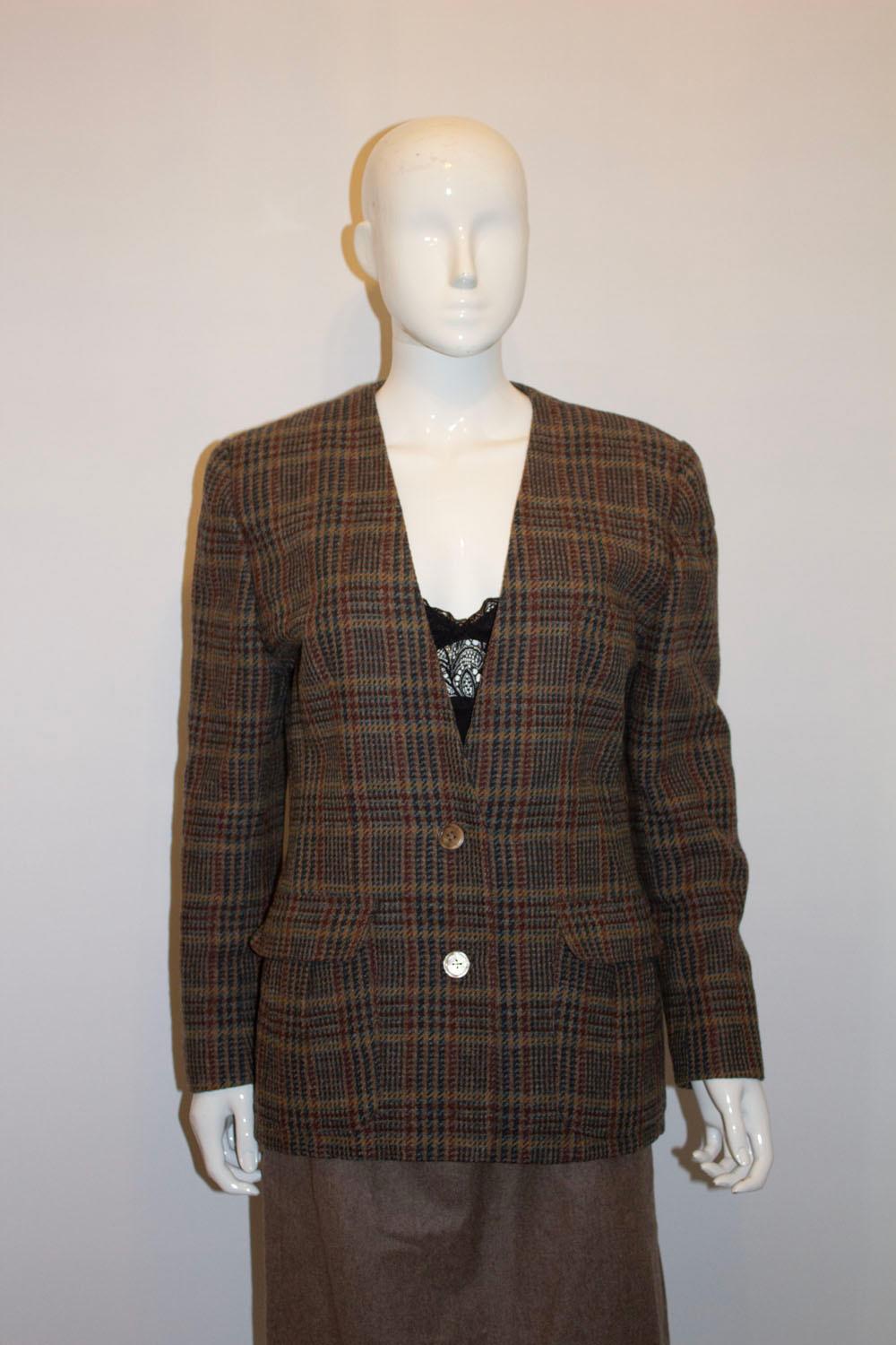  Vintage Liberty of London Brown Wool Skirt Suit For Sale 2