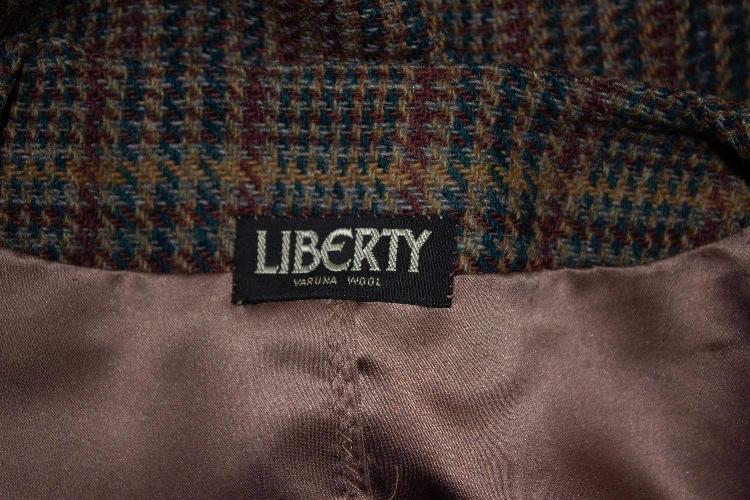  Vintage Liberty of London Brown Wool Skirt Suit For Sale 3