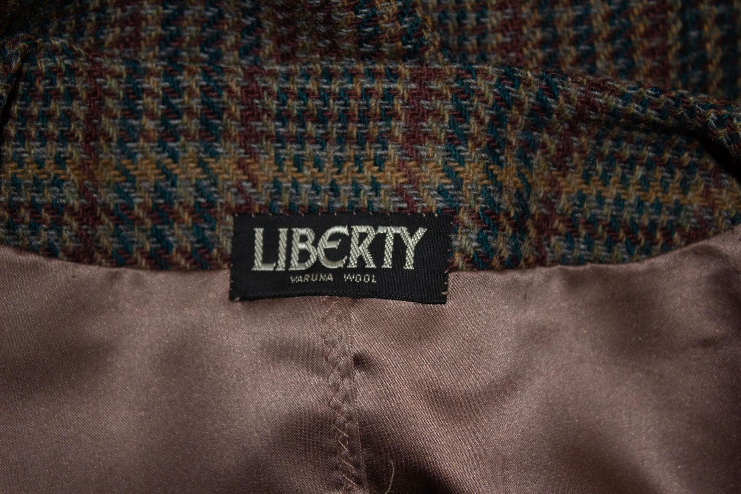Vintage Liberty of London Brown Wool Skirt Suit For Sale 3