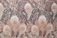 Vintage Liberty of London Peacock Feather Silk Fabric Irish Linen Cushion Pillow