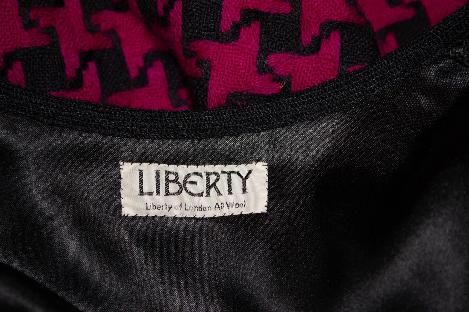  Vintage Liberty of London Pink and Black Skirt Suit For Sale 2