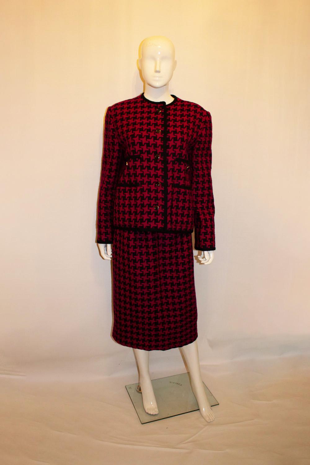 Vintage Liberty of London Pink and Black Skirt Suit For Sale 3