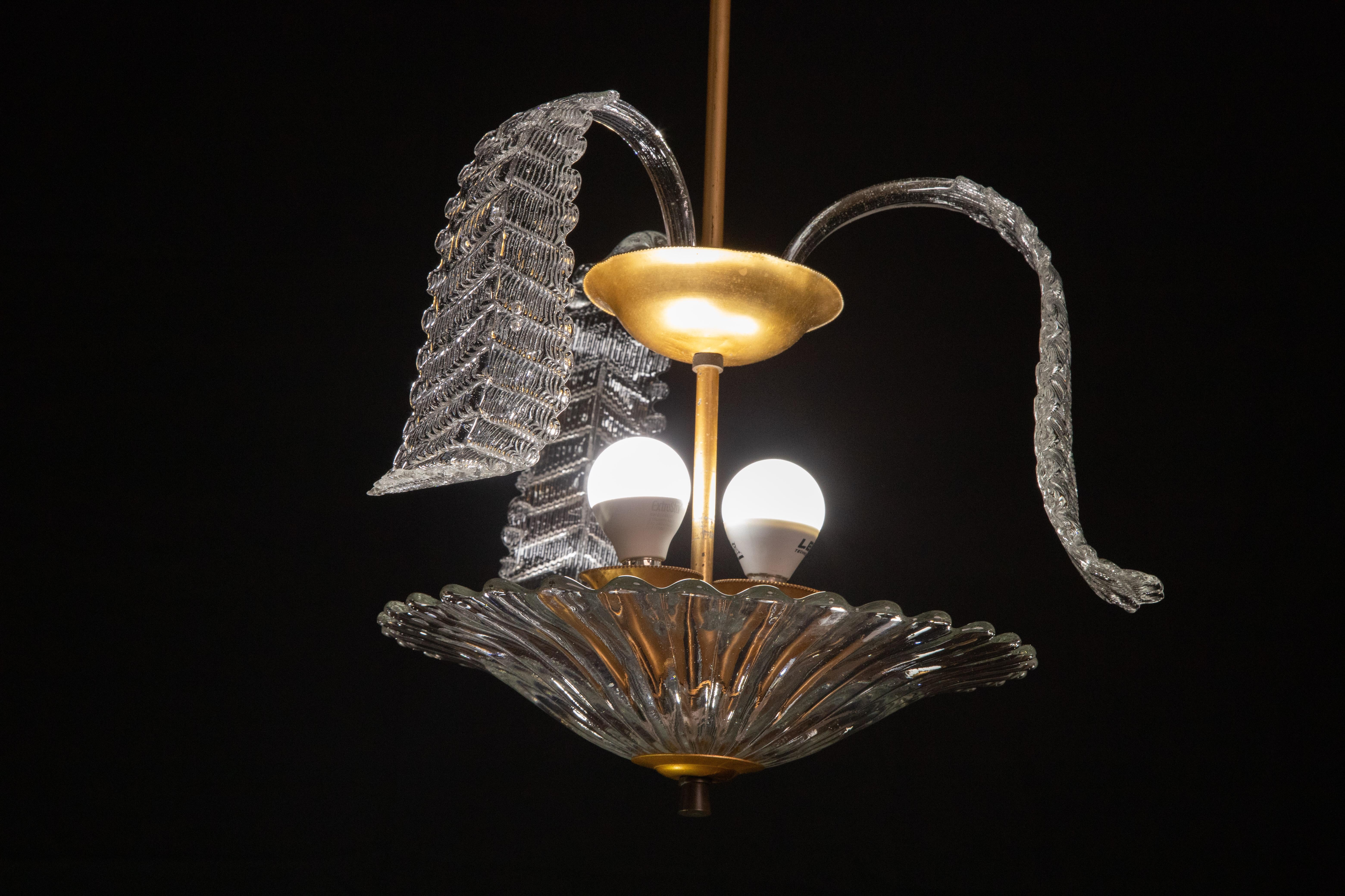 Vintage Liberty Pendant Light by Barovier & Toso, 1950 In Good Condition For Sale In Roma, IT