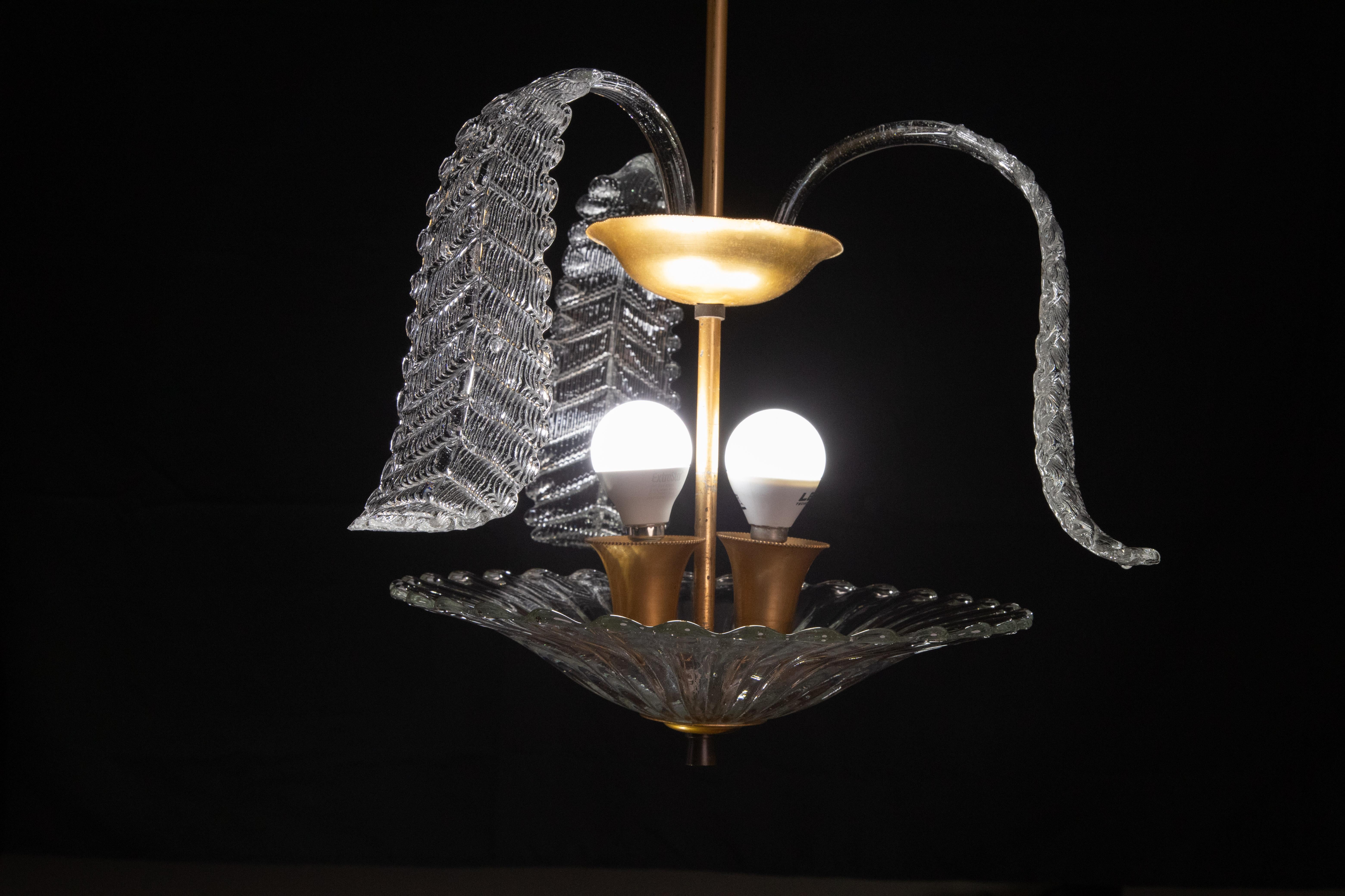 Murano Glass Vintage Liberty Pendant Light by Barovier & Toso, 1950 For Sale