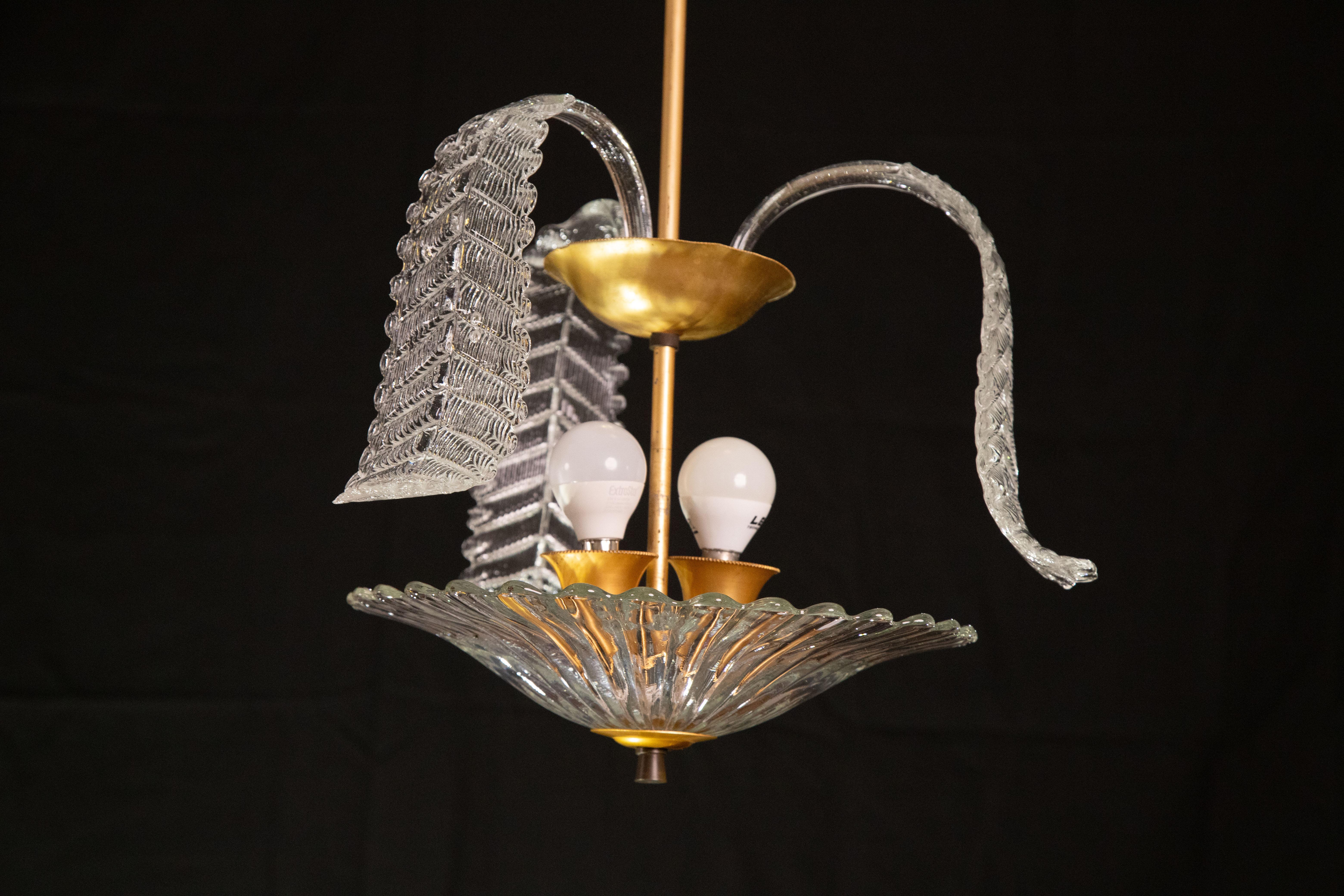 Vintage Liberty Pendant Light by Barovier & Toso, 1950 For Sale 1