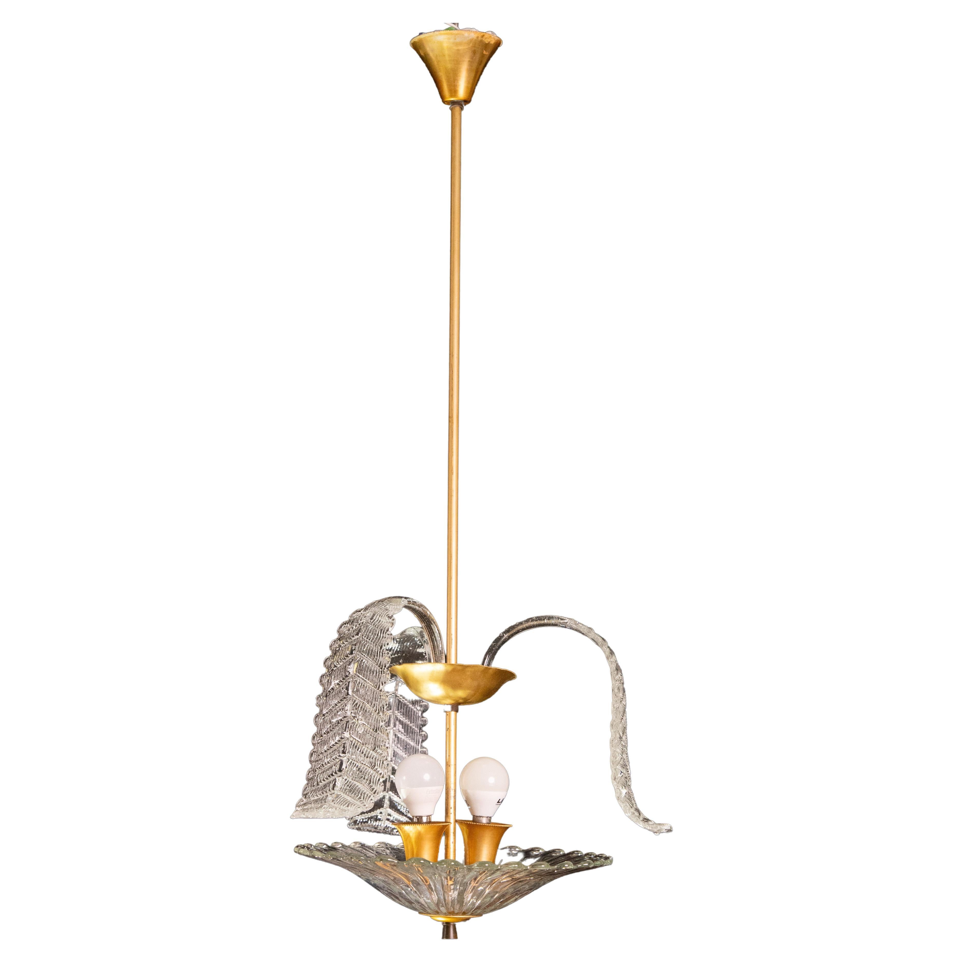 Vintage Liberty Pendant Light by Barovier & Toso, 1950 For Sale