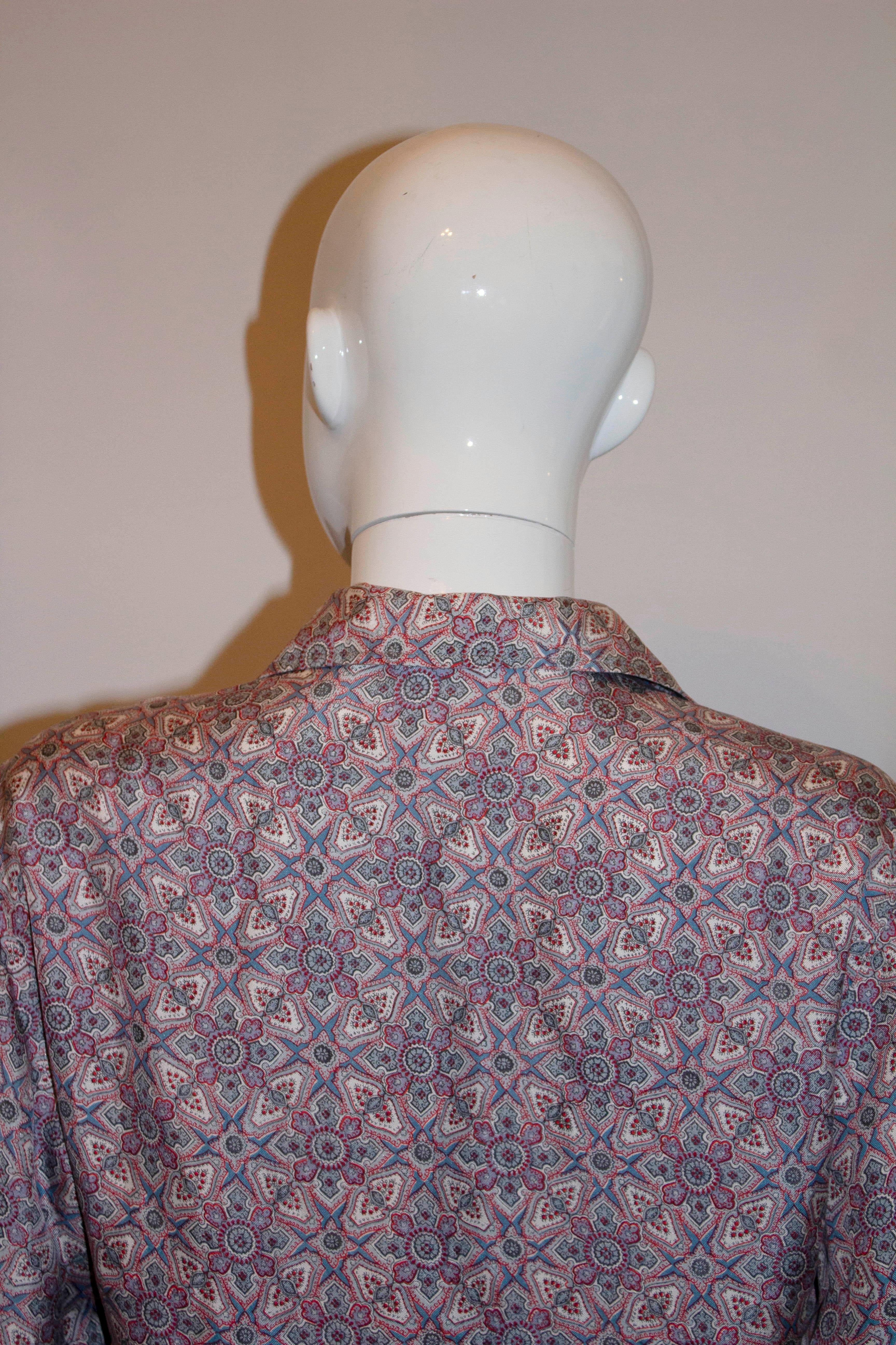 Gray Vintage Liberty Print for London Pride Silk Blouse For Sale