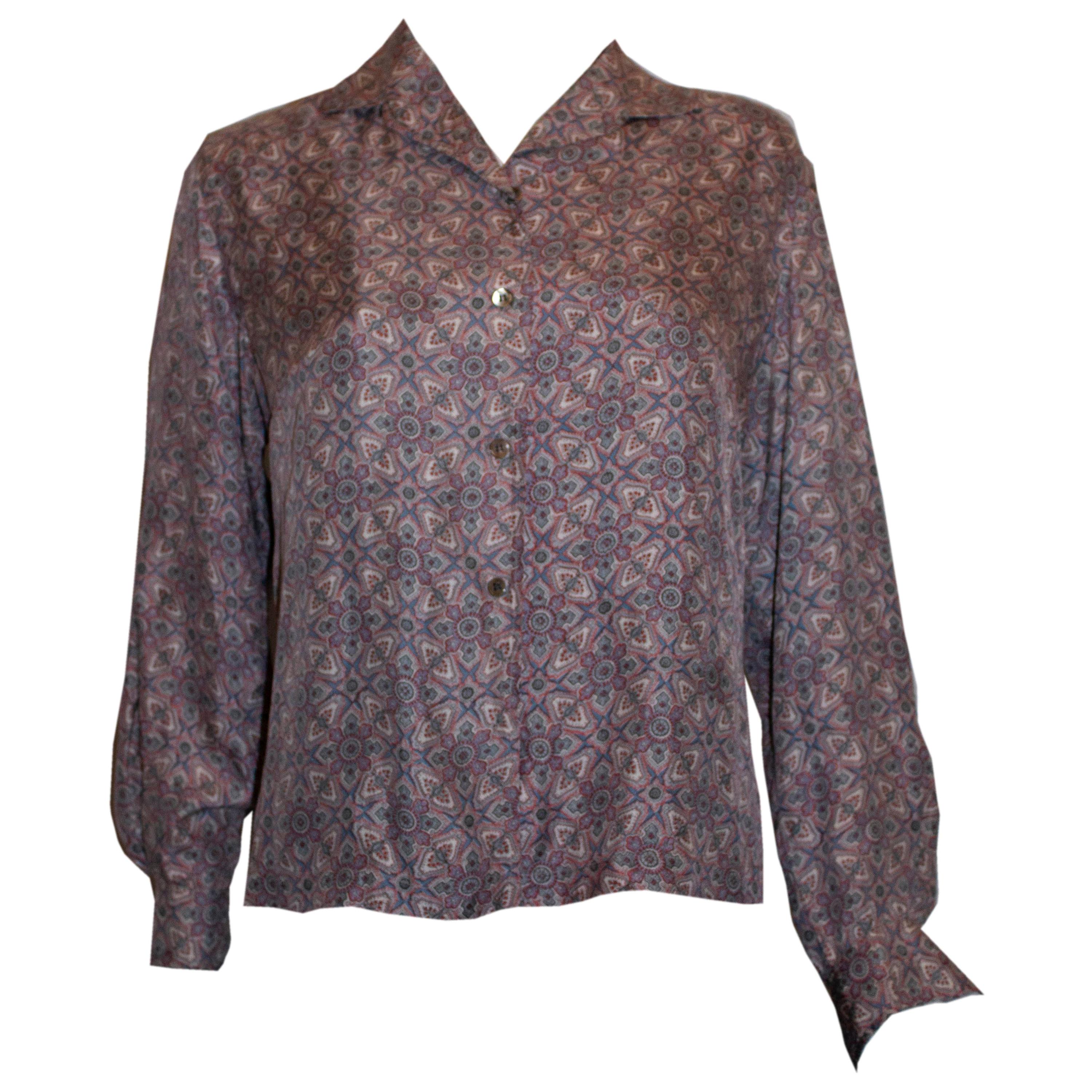 Vintage Liberty Print for London Pride Silk Blouse For Sale at 1stDibs