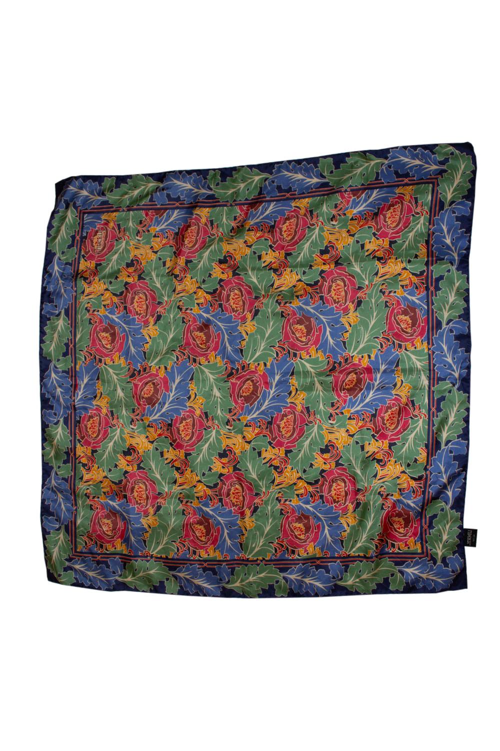 Women's or Men's Vintage Liberty Silk Scarf with Leaf Print For Sale