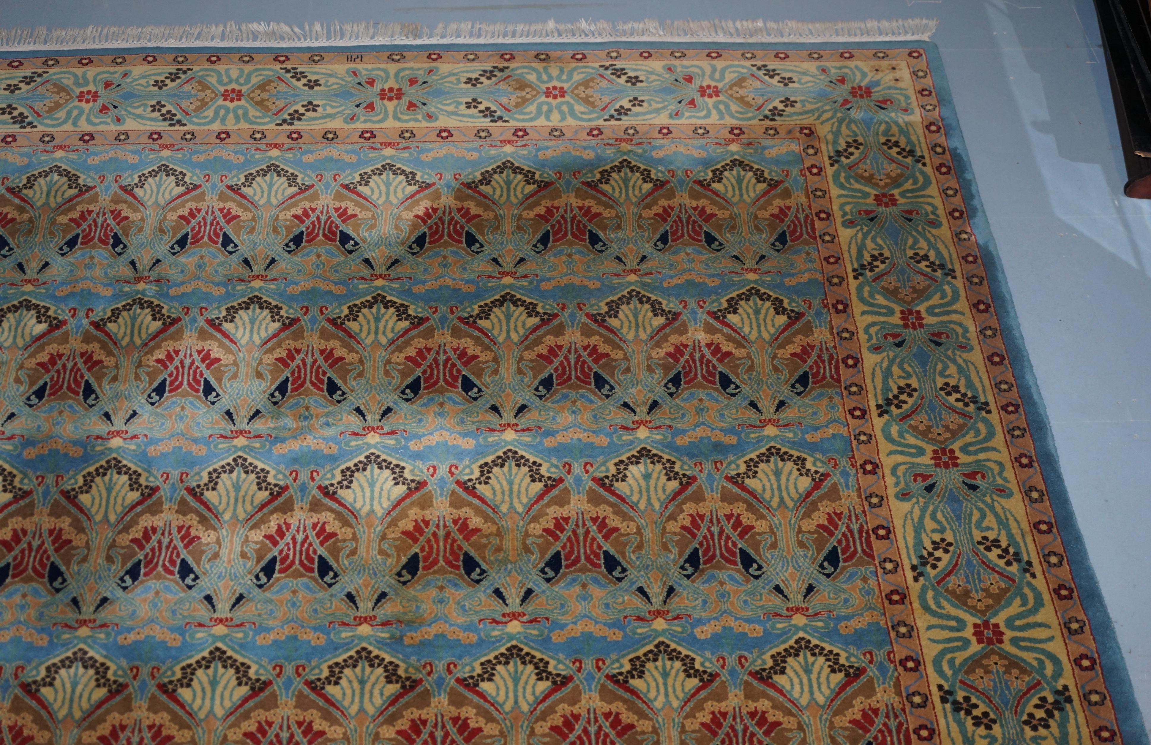 Mid-Century Modern Vintage Liberty's London Ianthe Made in India 100% Wool Pile Kaimuri Rug Carpet