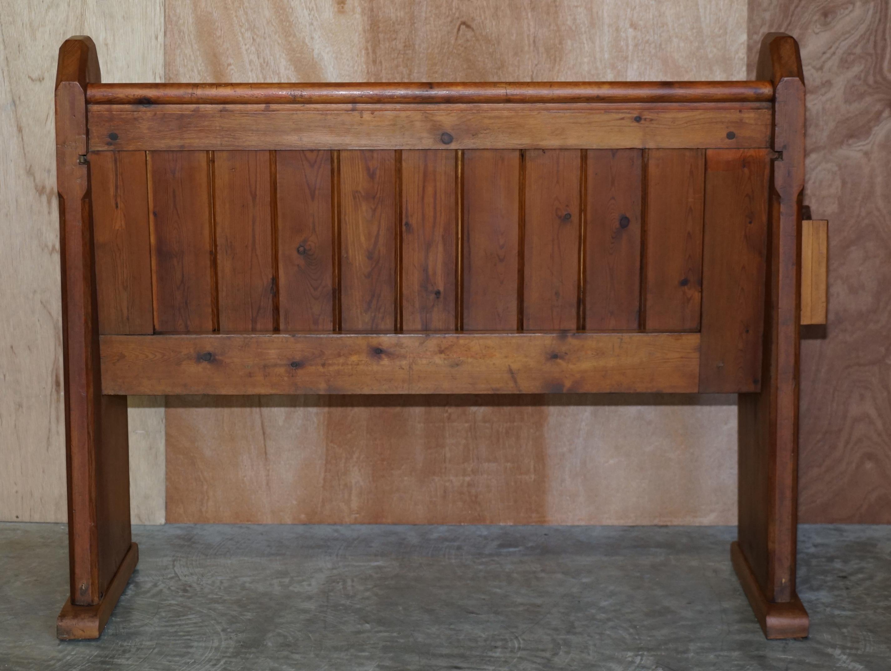 Vintage Liberty's London Ianthe Upholstered Pitch Pine Pew Bench & Footstool For Sale 4