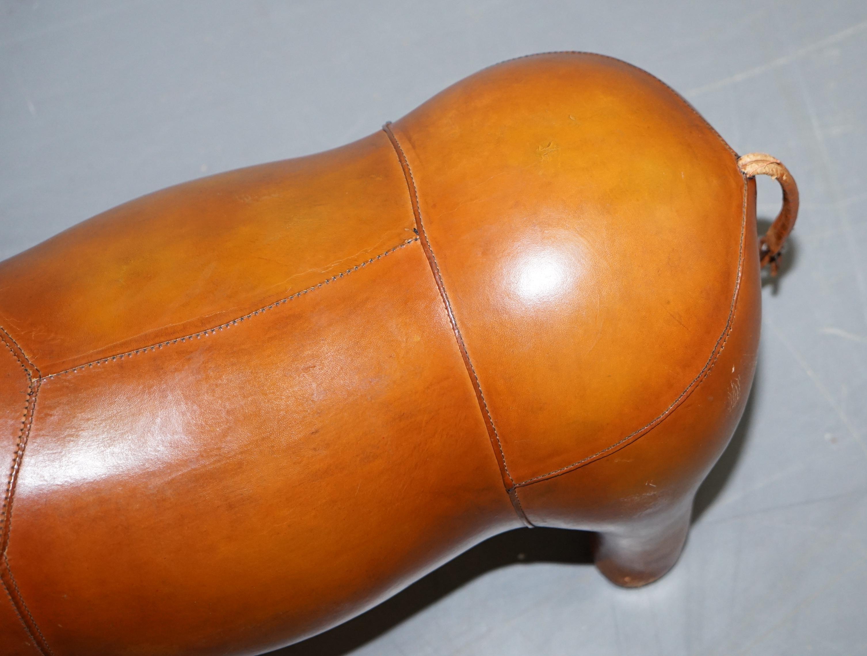 Vintage Liberty's London Rhino in Tan Brown Leather to Be Used as a Footstool 3