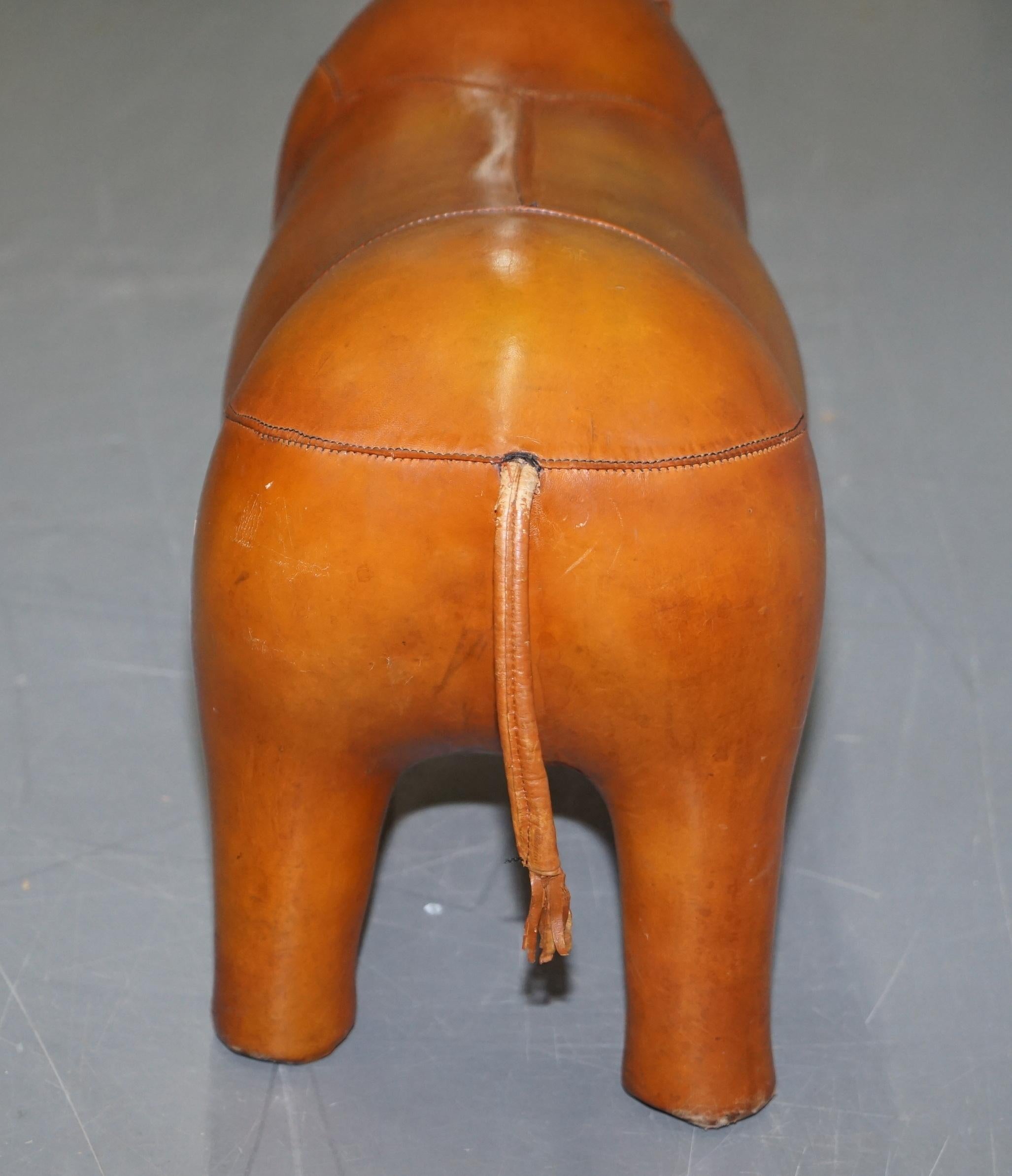 Vintage Liberty's London Rhino in Tan Brown Leather to Be Used as a Footstool 4
