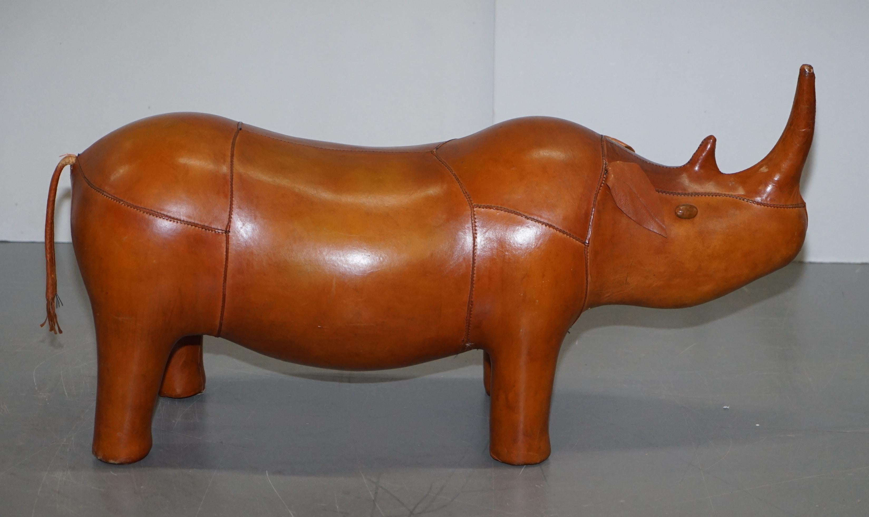 Vintage Liberty's London Rhino in Tan Brown Leather to Be Used as a Footstool 5