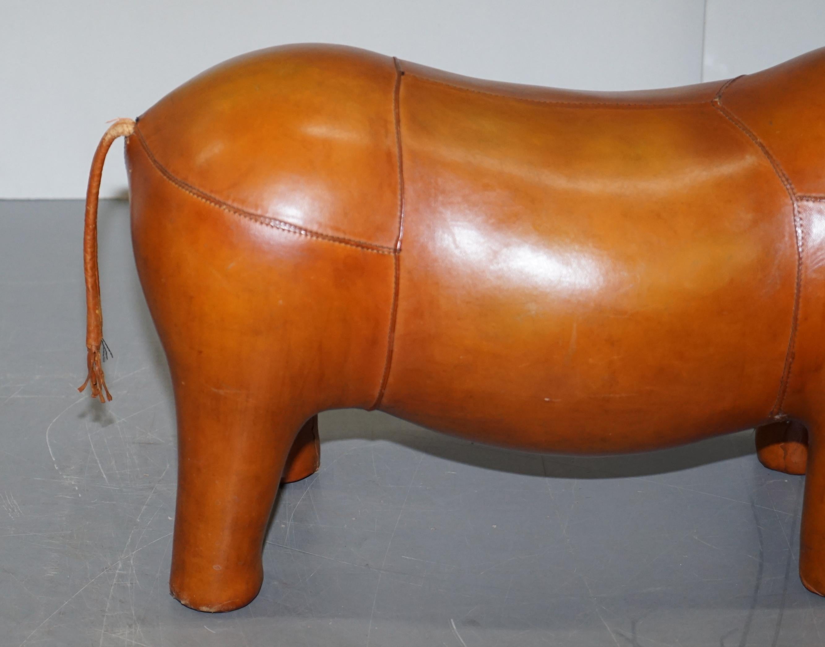 Vintage Liberty's London Rhino in Tan Brown Leather to Be Used as a Footstool 6