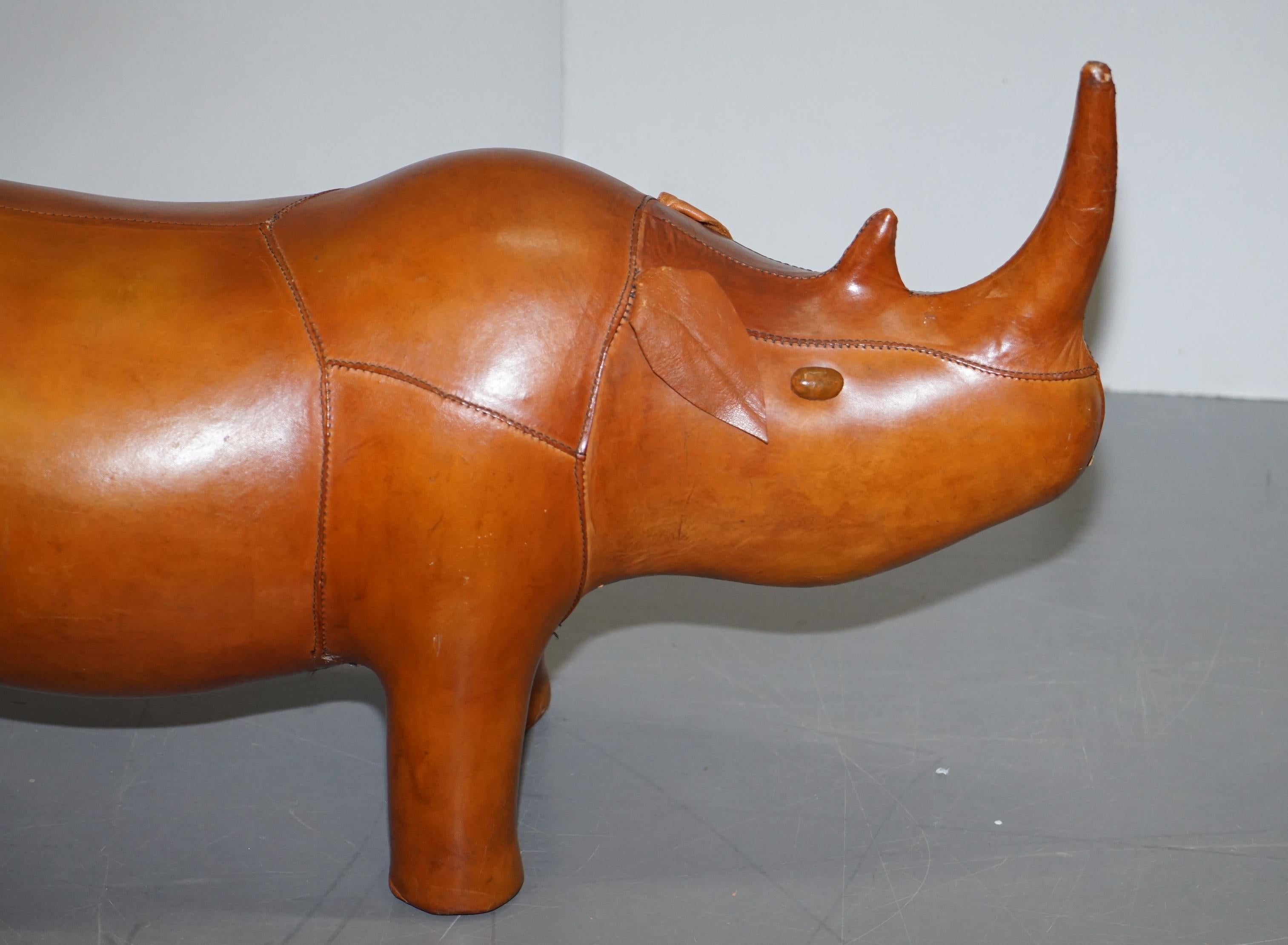 Vintage Liberty's London Rhino in Tan Brown Leather to Be Used as a Footstool 7