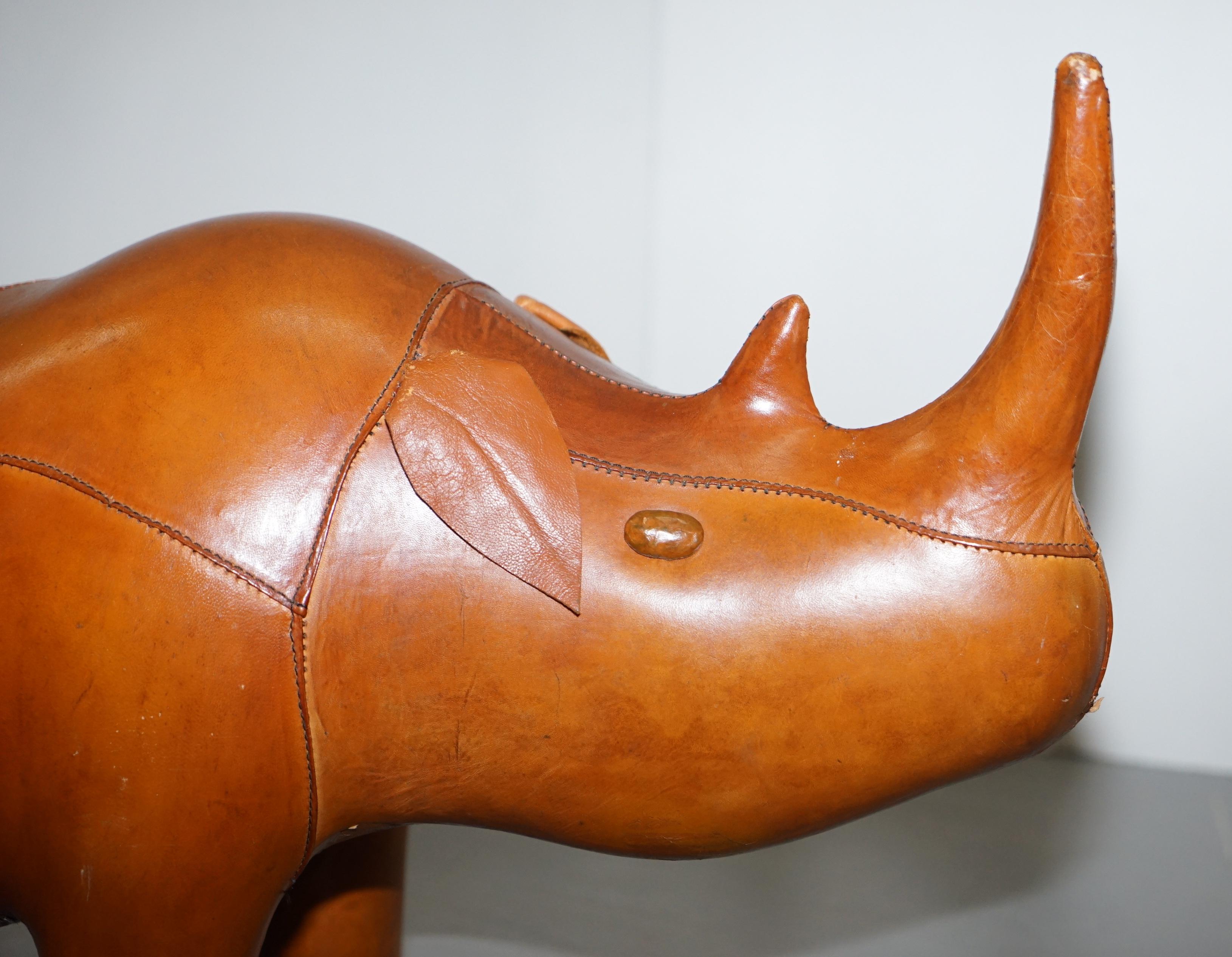 Vintage Liberty's London Rhino in Tan Brown Leather to Be Used as a Footstool 8