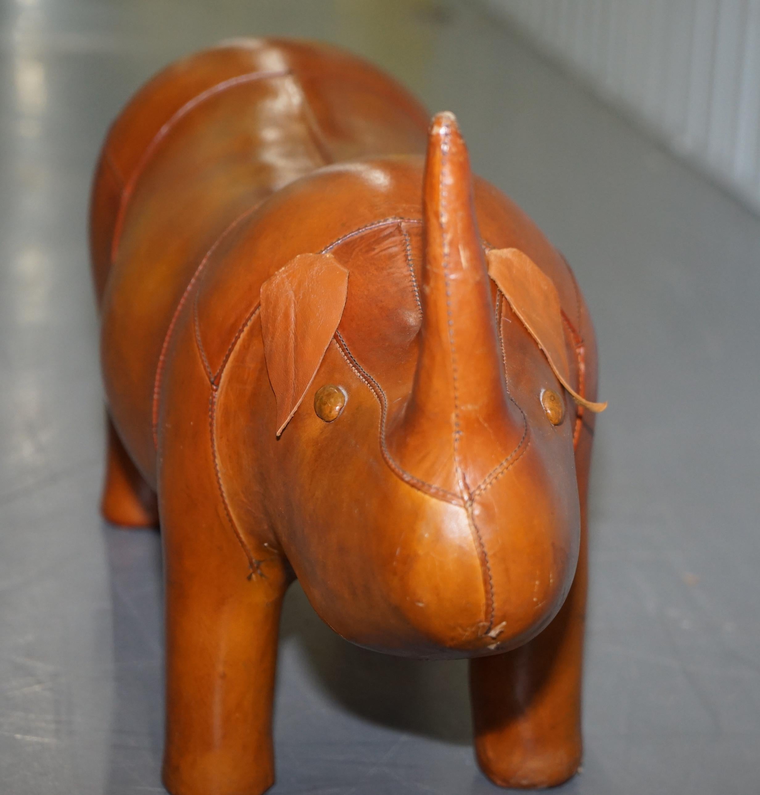 Vintage Liberty's London Rhino in Tan Brown Leather to Be Used as a Footstool 10