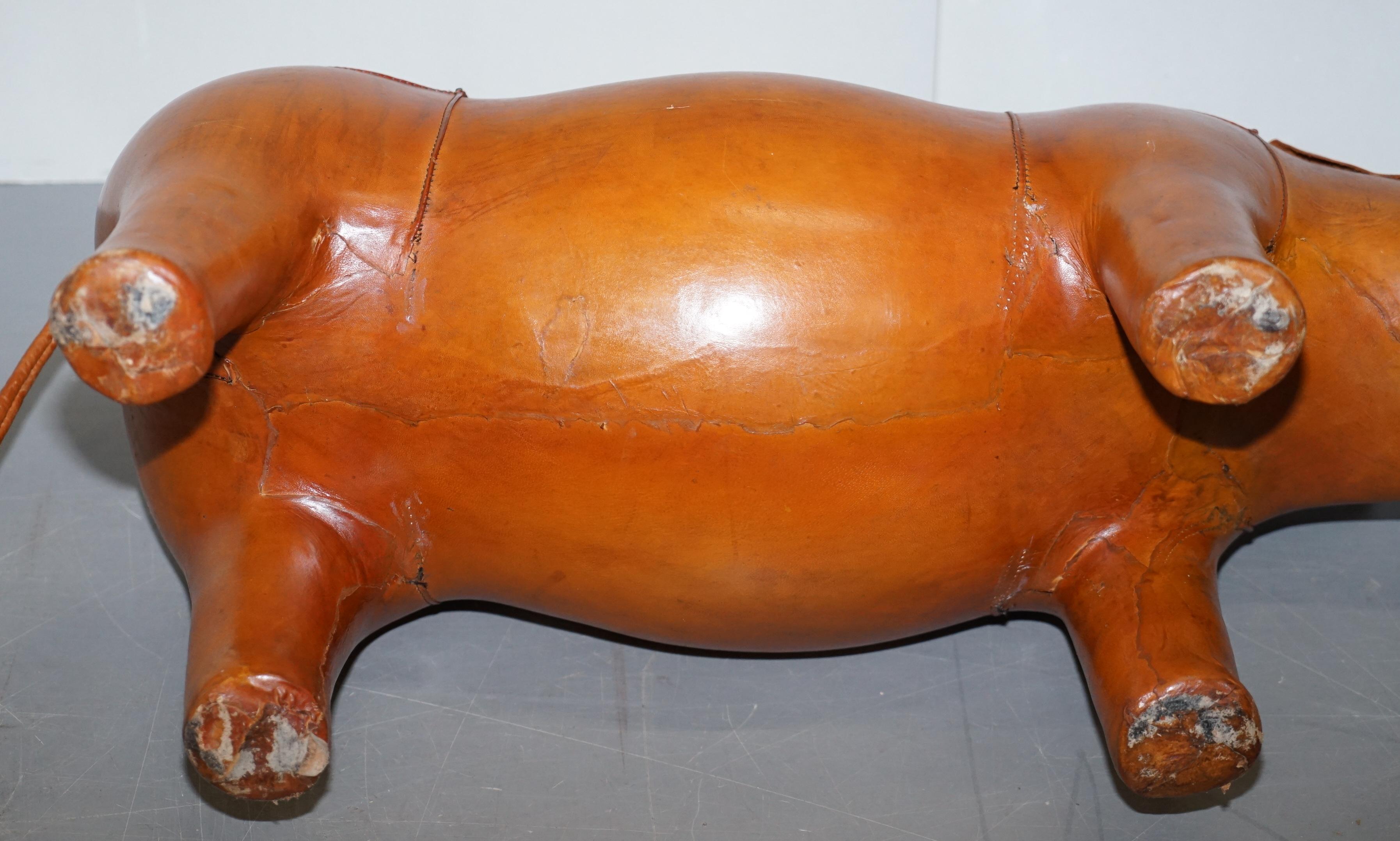 Vintage Liberty's London Rhino in Tan Brown Leather to Be Used as a Footstool 12