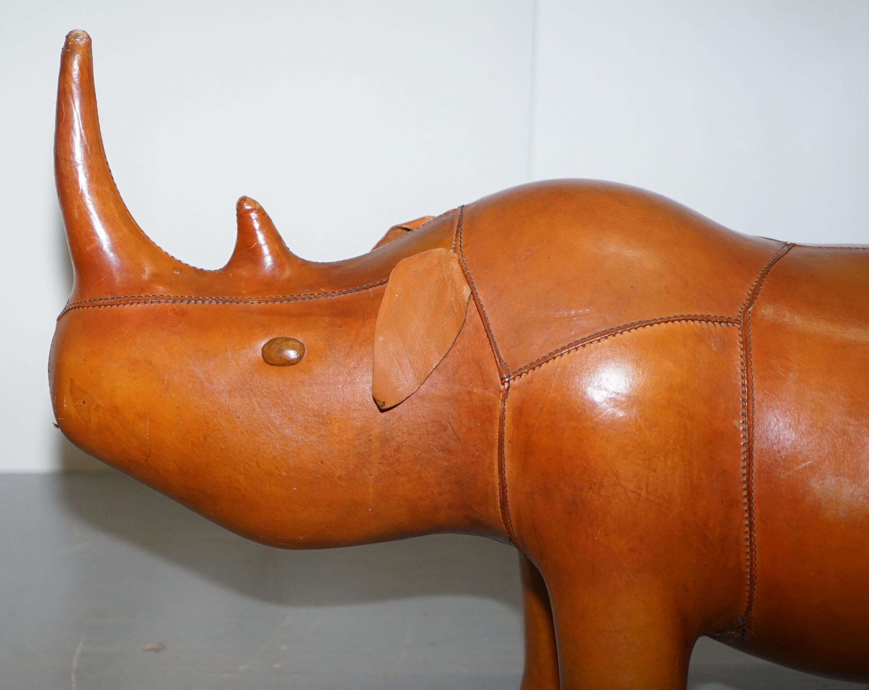English Vintage Liberty's London Rhino in Tan Brown Leather to Be Used as a Footstool