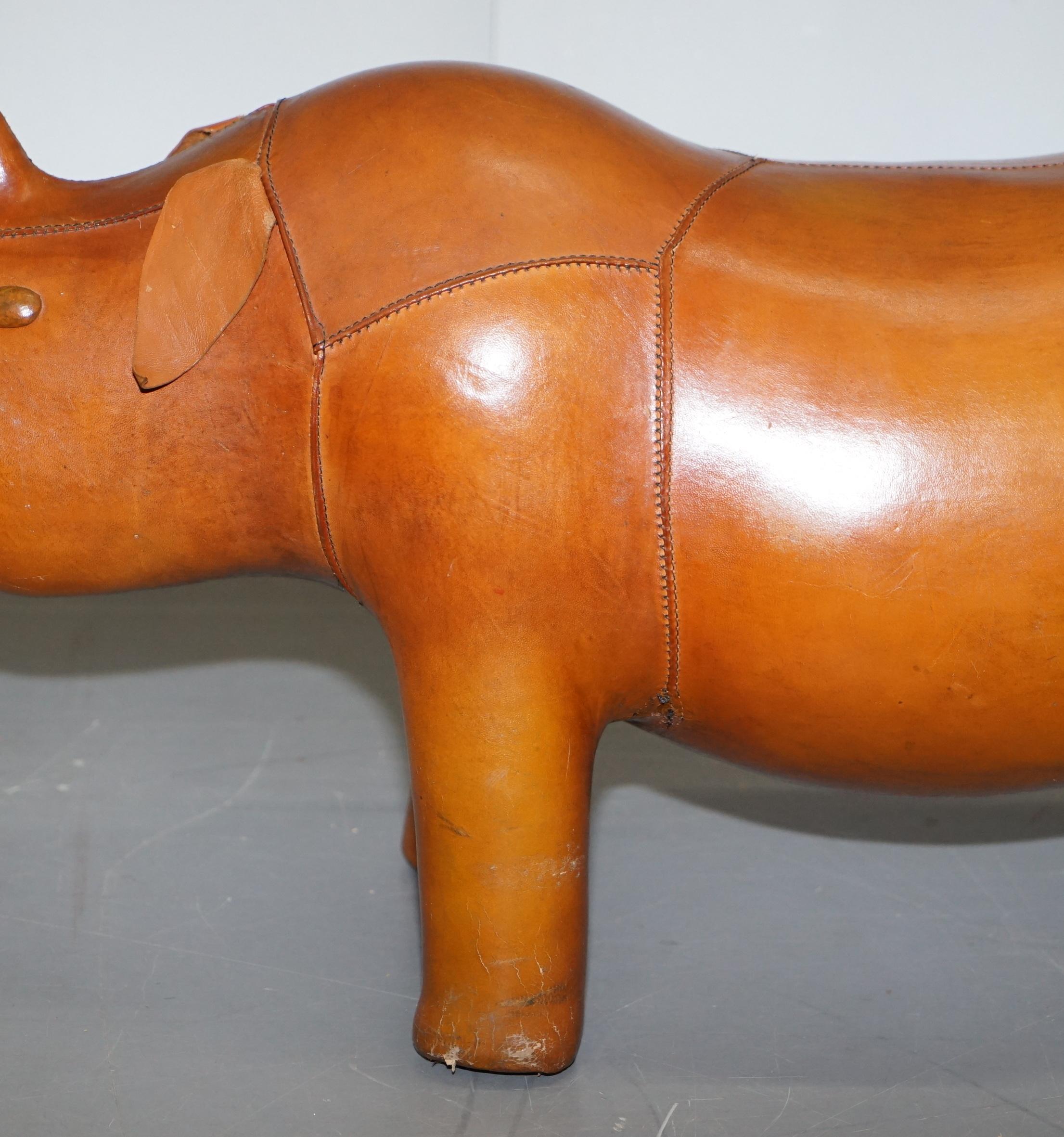 Hand-Crafted Vintage Liberty's London Rhino in Tan Brown Leather to Be Used as a Footstool