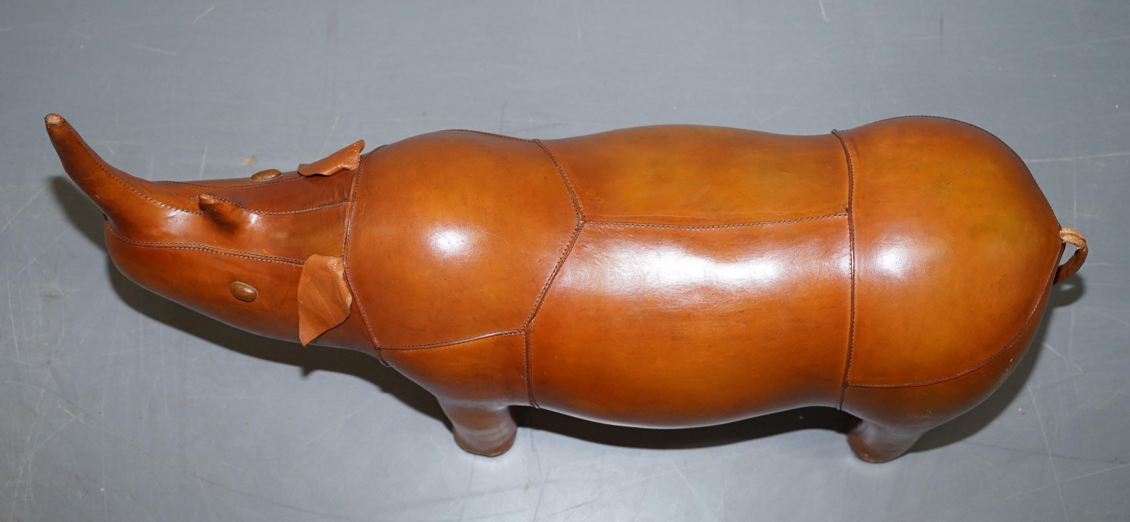 Vintage Liberty's London Rhino in Tan Brown Leather to Be Used as a Footstool 1