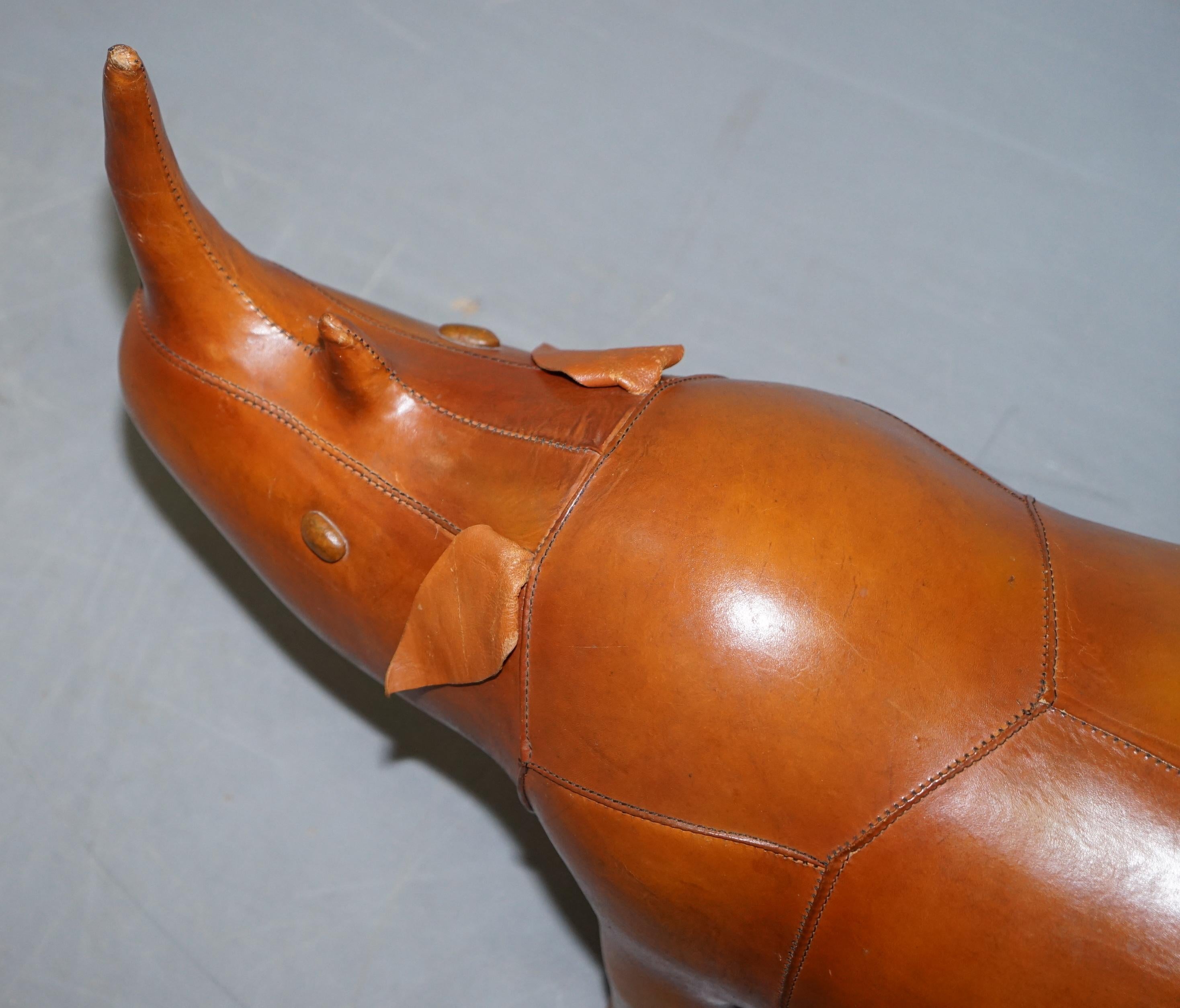 Vintage Liberty's London Rhino in Tan Brown Leather to Be Used as a Footstool 2