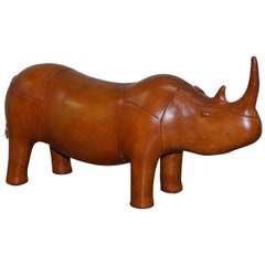 Vintage Liberty's London Rhino in Tan Brown Leather to Be Used as a Footstool