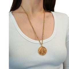Vintage Libra 14k Gold Pendant Rope Chain Necklace
