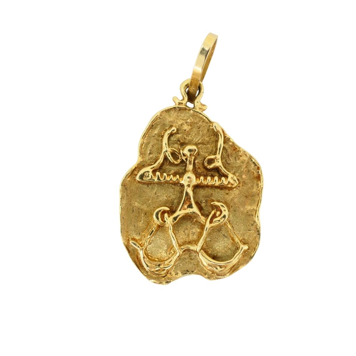 Pendentif Balance Vintage 14k Or Bijoux Astrologiques en vente 1
