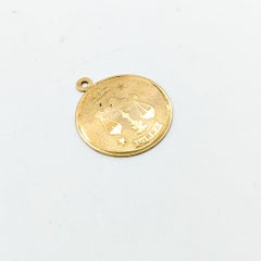 Vintage Libra Zodiac Pendant in 14k Yellow Gold