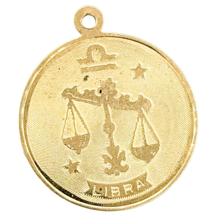 Vintage Libra Zodiac Anhänger in 14k Gelbgold