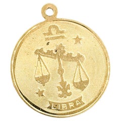 Vintage Libra Zodiac Pendant in 14k Yellow Gold